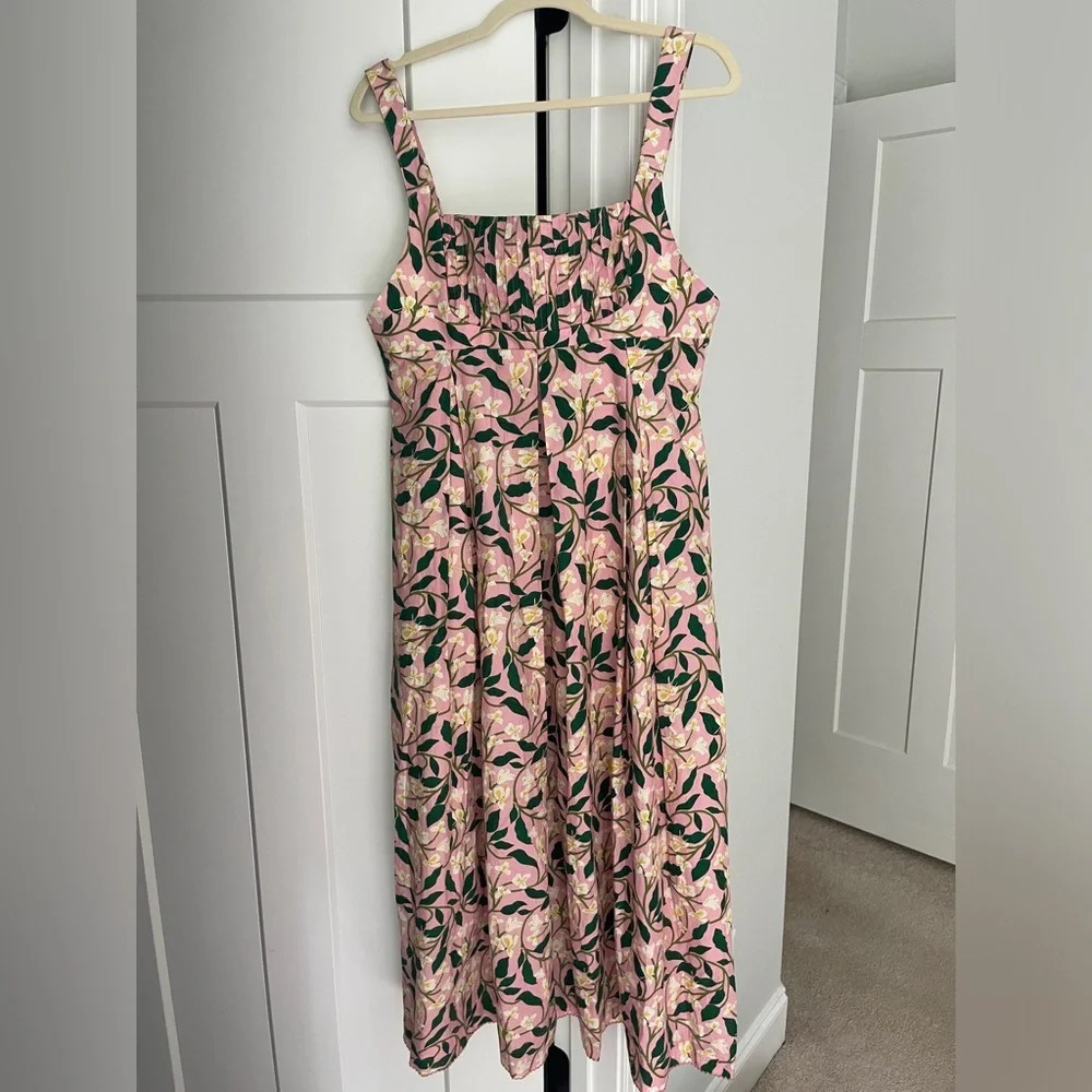 AGUA BY AGUA BENDITA Pink Hortencia Dos Gardenias Rosa Midi Dress Sleeveless - Picture 4 of 10